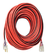100-ft 14/3 Outdoor Extension Cord with Grounded Outlet, Lighted End and Locking Connector, Hi-Visibility
