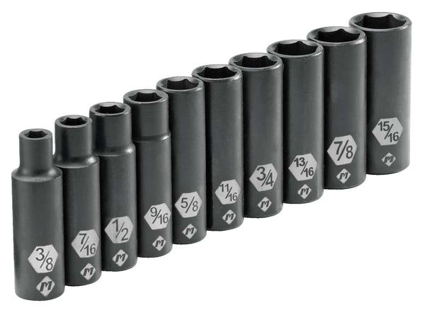 1/2-in Drive Deep Impact Socket Set, SAE, 10-pc M38