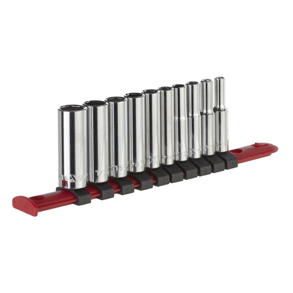 1/4-in Drive Deep Socket Set 10-pc, CRV, Nickel-Chrome Plating