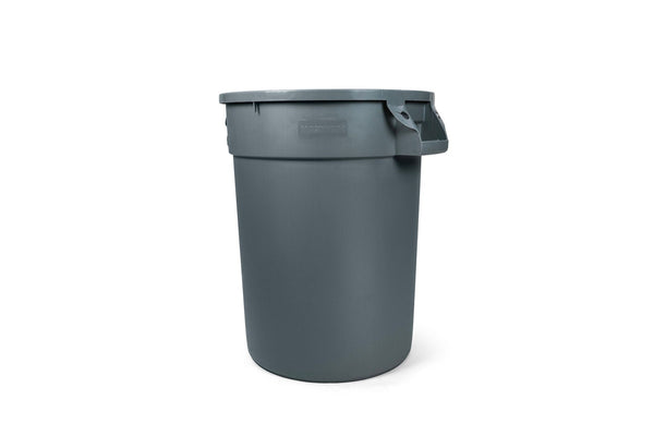 Commercial Circular Outdoor Garbage Can with Lid, Grey W369