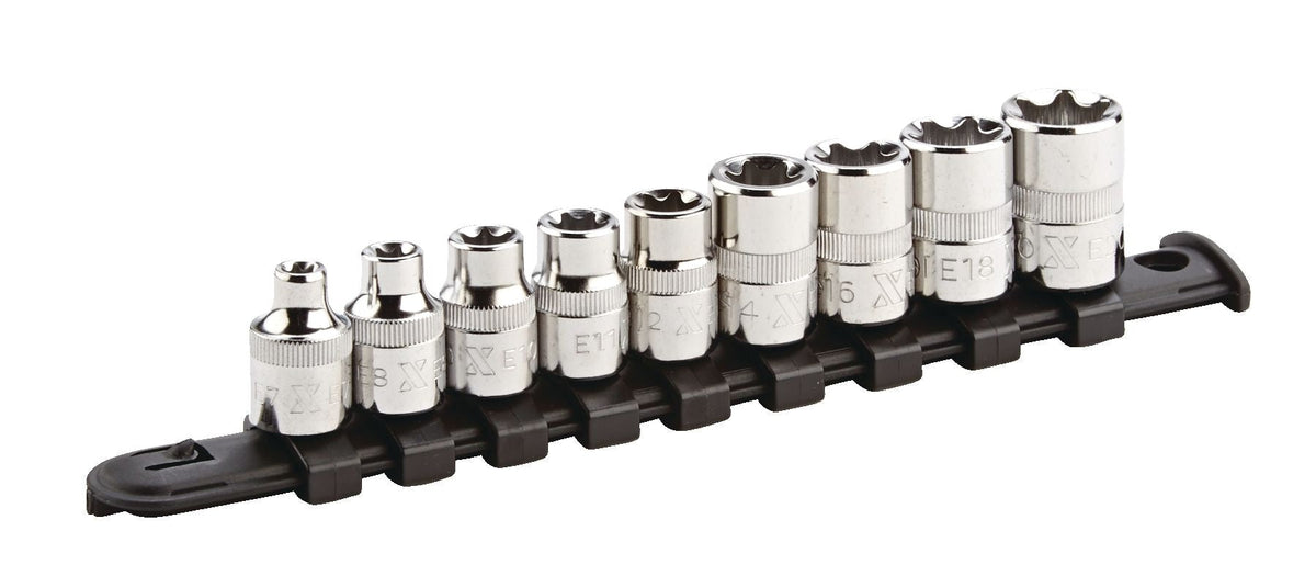 E-Star-drive Bit Socket Set, Chrome-Plated, 9-pc