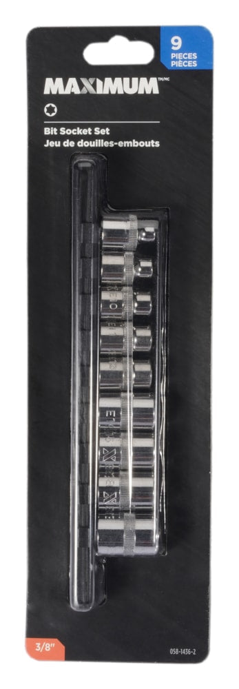 E-Star-drive Bit Socket Set, Chrome-Plated, 9-pc