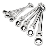 Flexhead Ratcheting Wrench Set, Alloy Steel, Metric, 7-pc