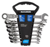 Flexhead Ratcheting Wrench Set, Alloy Steel, Metric, 7-pc