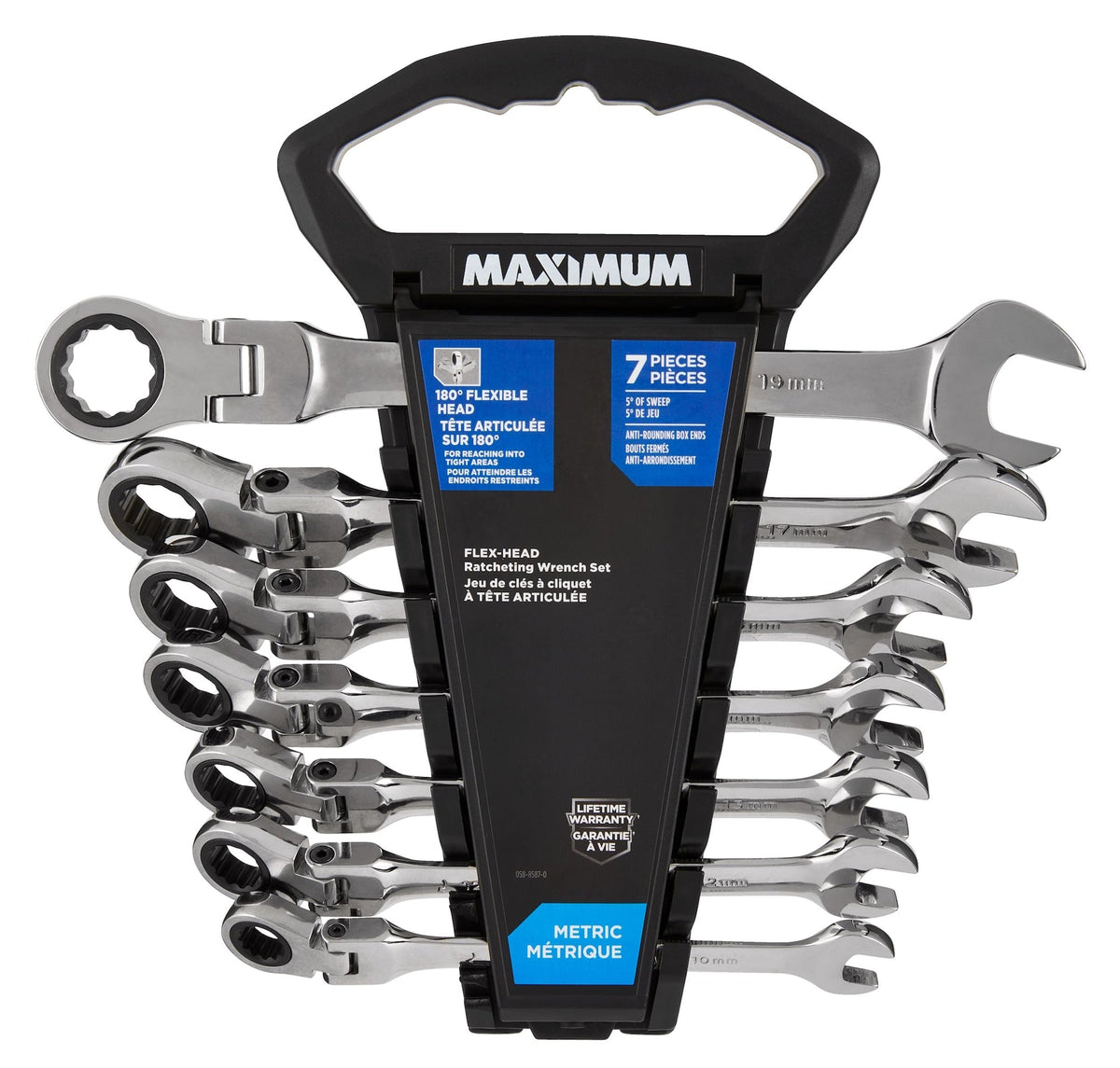 Flexhead Ratcheting Wrench Set, Alloy Steel, Metric, 7-pc
