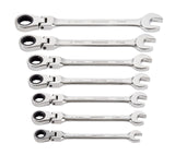 Flexhead Ratcheting Wrench Set, Alloy Steel, Metric, 7-pc
