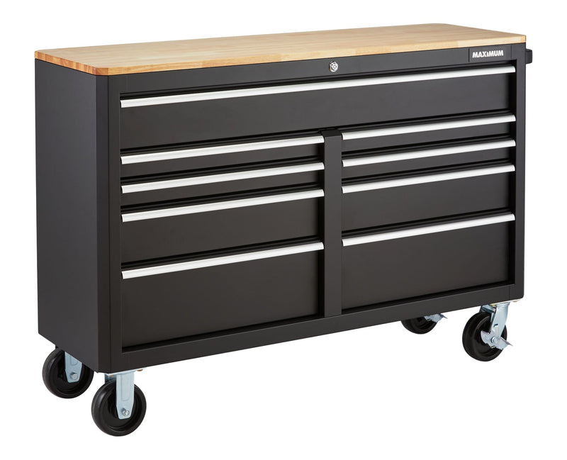 Tool Storage Cabinet, Built-In Power Bar with USB, 9-Drawer, 56-in, Matte Black M5352