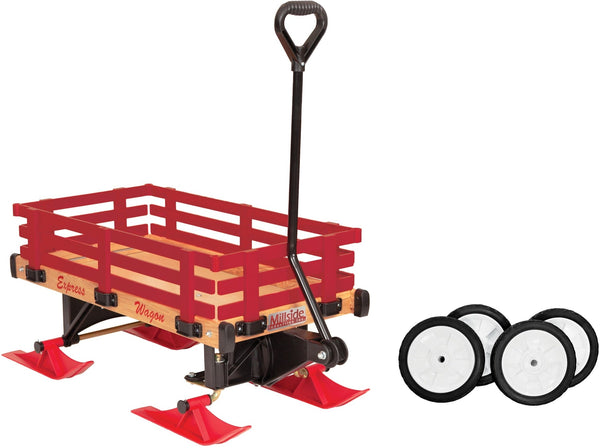 Industries Express Kids' Convertible Wooden Wagon Sleigh/Sled For All Seasons, Ages 3+ J3620
