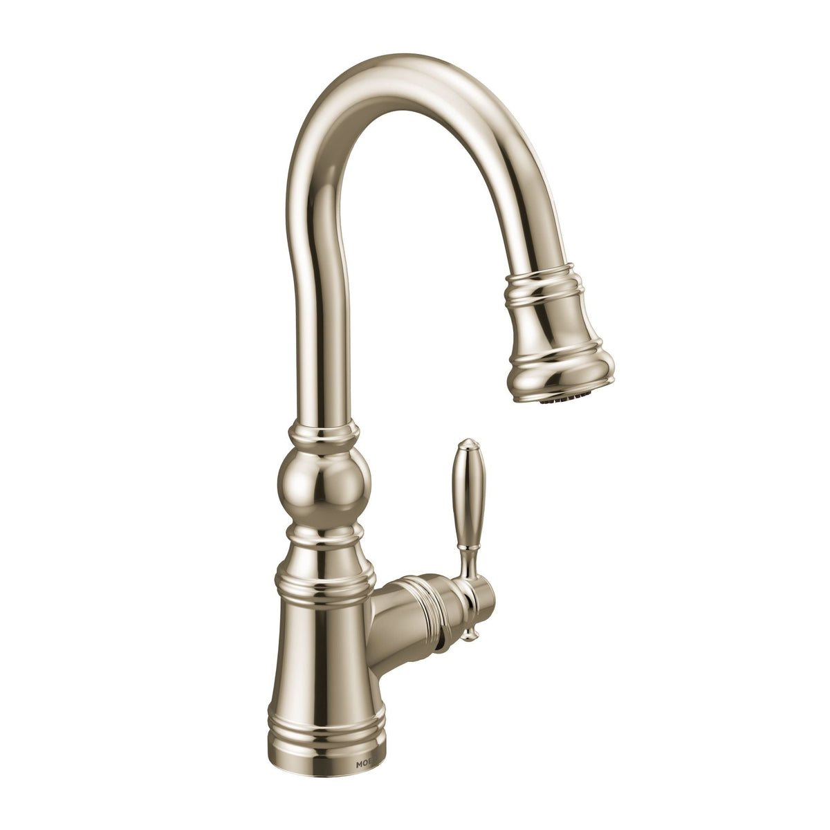 Weymouth Single Handle High Arc Pull Down Sprayer Kitchen Faucet with Power Clean, Polished Nickel