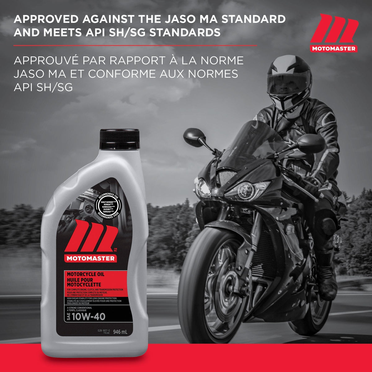 10W40 4-Stroke Motorcycle Oil, 946-mL