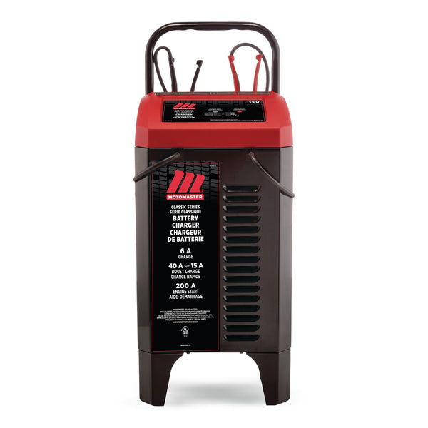 Classic Series Wheeled Smart Battery Charger, Fully Automatic, 40/15/6-Amp, 12V, with 200-Amp Engine Start Y1395