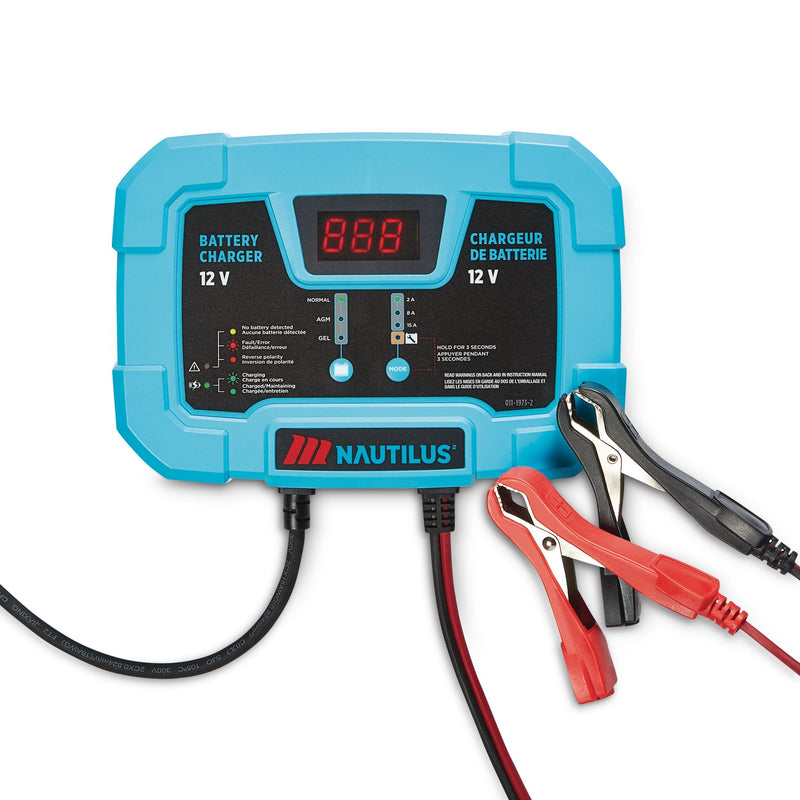 Nautilus Smart Battery Charger/Maintainer, 15/8/2-Amp, 12V V9318