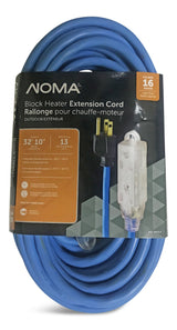 32-ft 10-in 16/3 13 Amp All-Weather Block Heater Cord with Lighted End, Blue