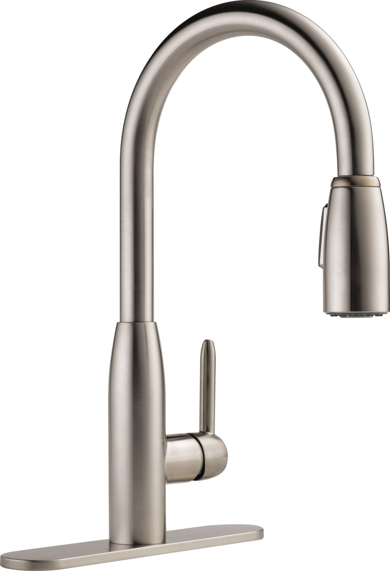 Tunbridge Single Handle High Arc Pull Down Kitchen Faucet, Stainless Steel J9074