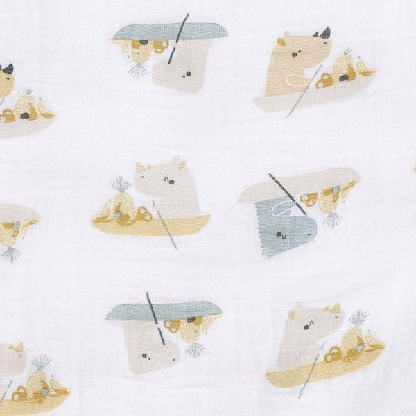 Cotton Muslin Baby Swaddle Blanket, Rhinos O4577