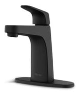 Matlock Single Handle High Arc Single Hole 4-in Centreset Bathroom Sink Faucet, Push & Seal Drain, Matte Black