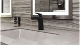 Matlock Single Handle High Arc Single Hole 4-in Centreset Bathroom Sink Faucet, Push & Seal Drain, Matte Black