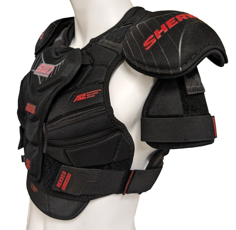 Rekker SWD Defender Hockey Shoulder Pads, Women, Black/Red, Assorted Sizes X2364