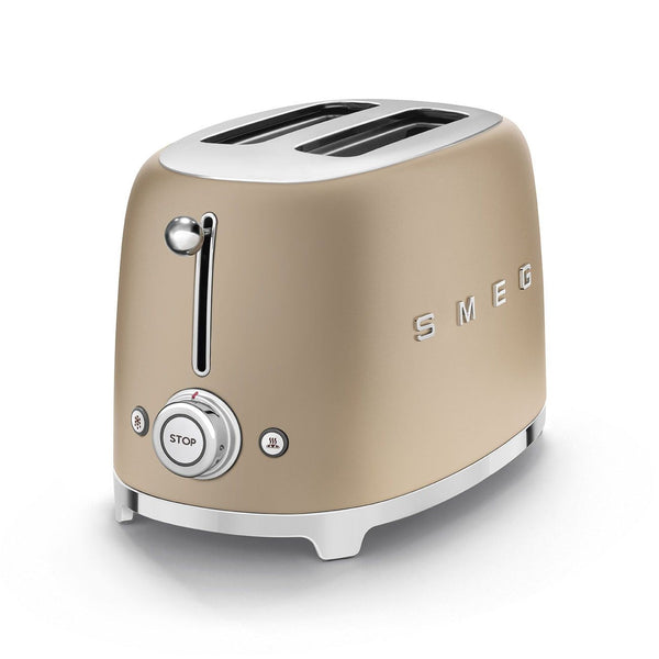50's Retro Style Wide Slot Pop Up Electric Toaster with 6 Settings, 2-Slice, Champagne Q8521
