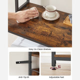 Home Rustic Brown Baker's Rack with Charging Station