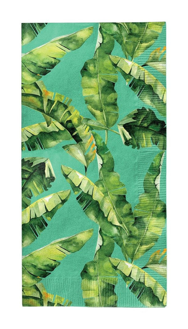 Palm Spring Rectangle Paper Disposable Guest Towel Napkins, Green, 8-in, 20-pk, 3-ply, for Summer Party W7810