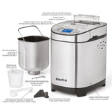 Bread Maker with 12 Digital Functions, Stainless Steel, 2lb