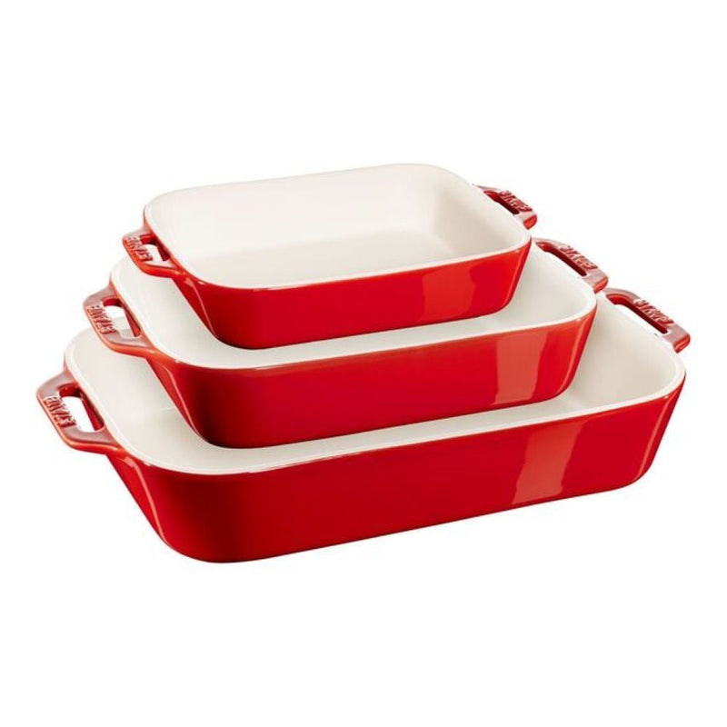 Nestable Cherry Non-Stick Ceramic Rectangular Baking Dish Set, 3-pc O8286