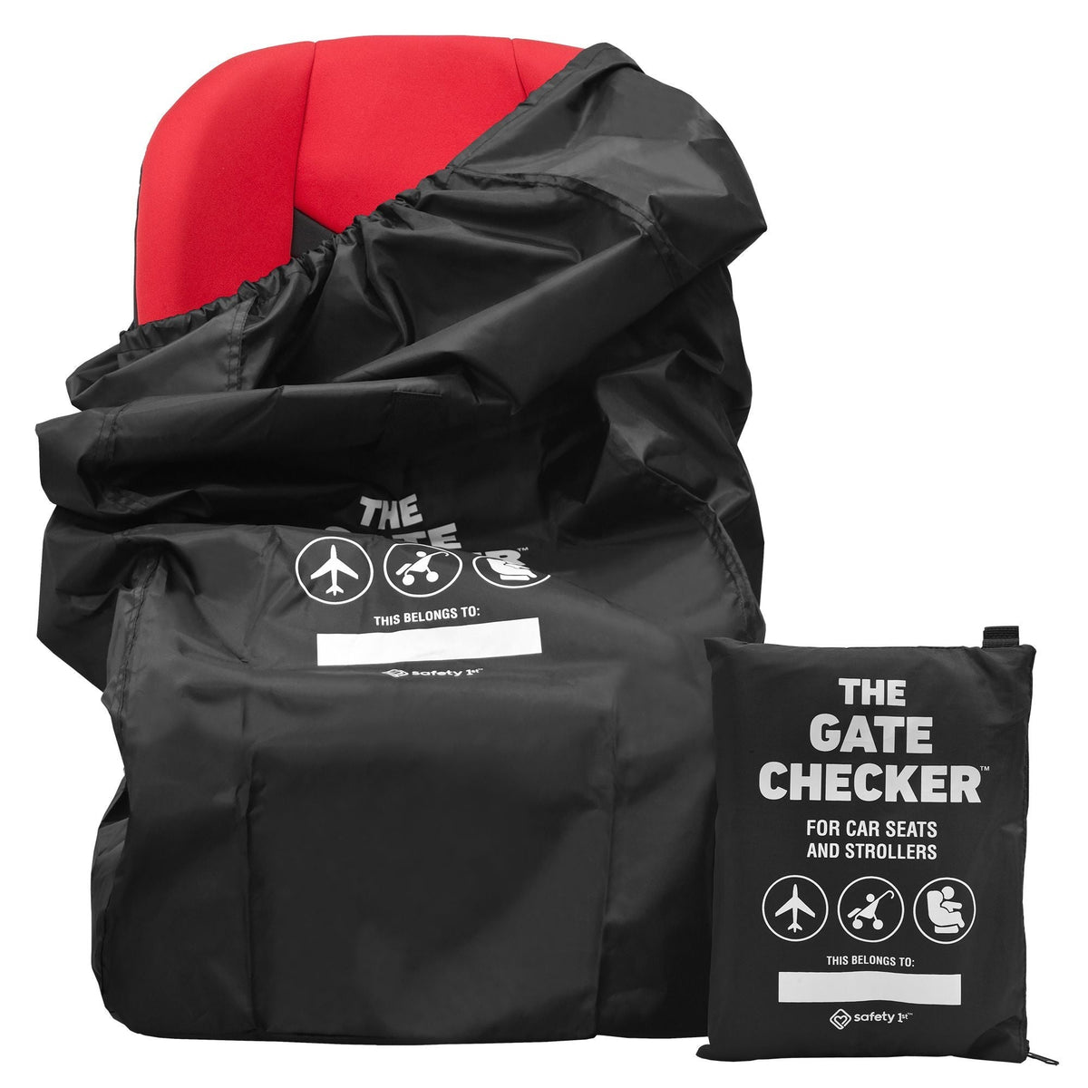 Stroller Gate Heavy-Duty Black Checker Travel Bag with Pouch