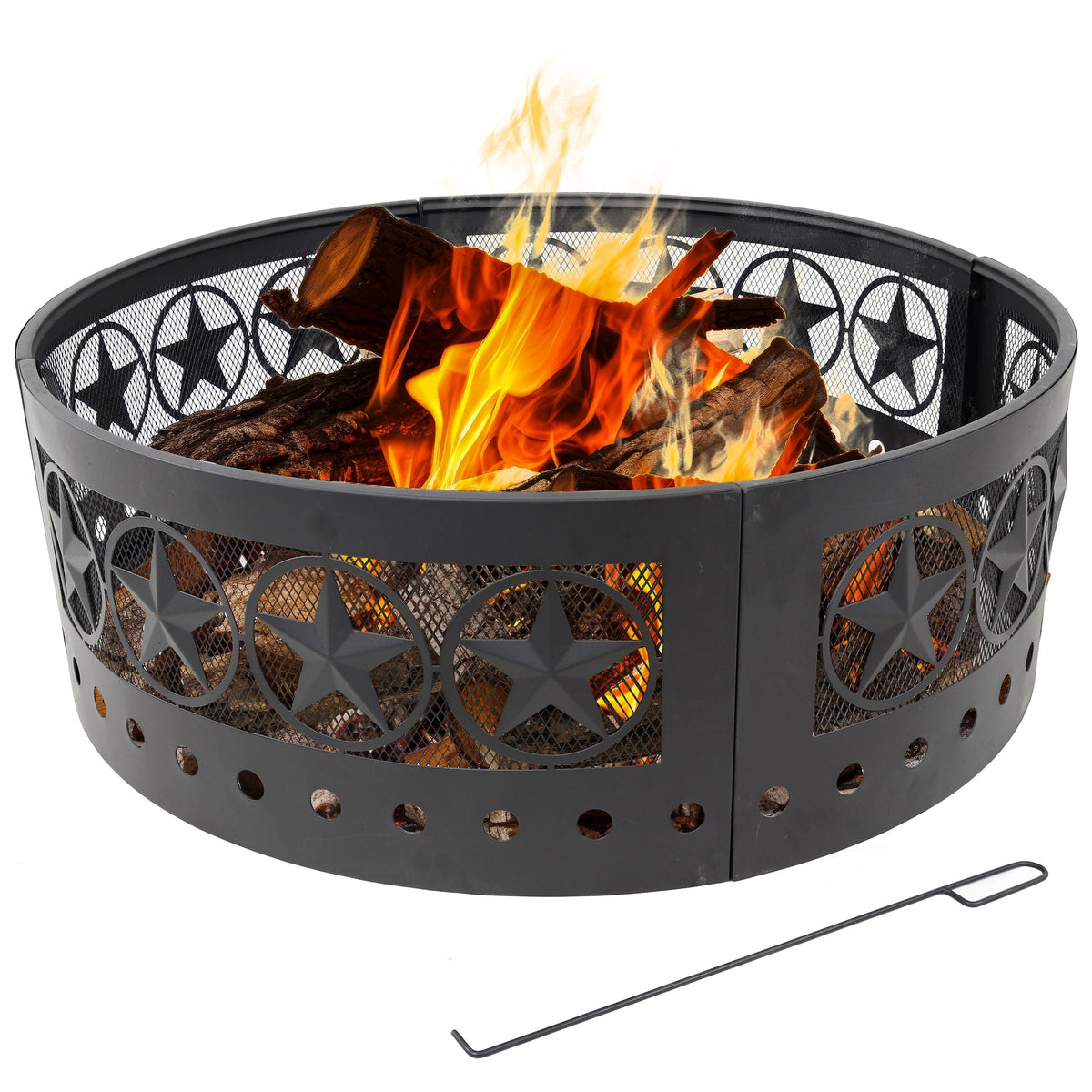 Décor Heavy-Duty Steel Cut Out Campfire Ring, 36-in