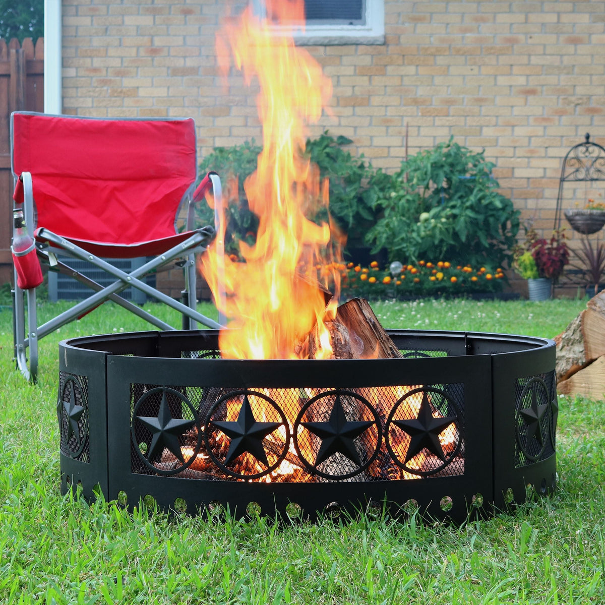 Décor Heavy-Duty Steel Cut Out Campfire Ring, 36-in