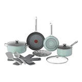 Ceramic Inspire Non-Stick Cookware Set, Dishwasher & Oven Safe, Mint, 12-pc