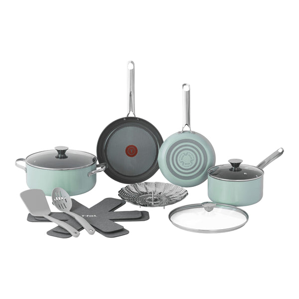 Ceramic Inspire Non-Stick Cookware Set, Dishwasher & Oven Safe, Mint, 12-pc P3059