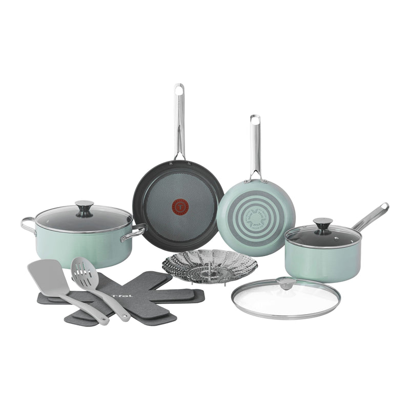 Ceramic Inspire Non-Stick Cookware Set, Dishwasher & Oven Safe, Mint, 12-pc P3059