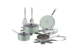 Ceramic Inspire Non-Stick Cookware Set, Dishwasher & Oven Safe, Mint, 12-pc