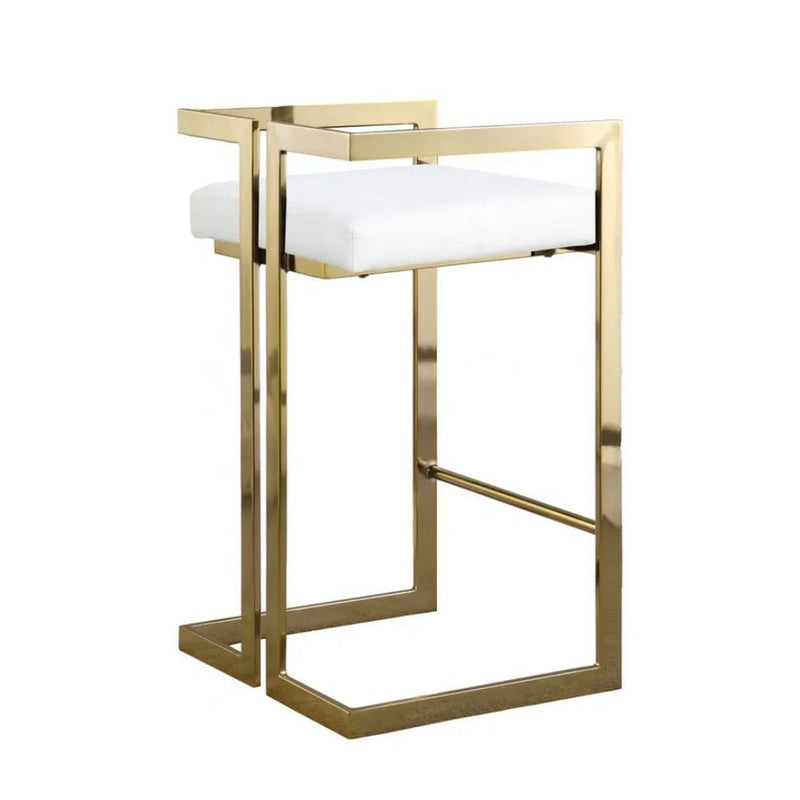 White Cushioned Harvey Stool with Gold Frame X8199
