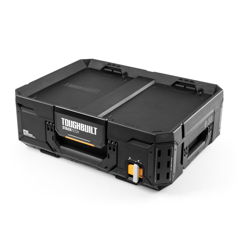 Top Portable Modular Plastic/Metal Tool Box with 4 Dividers and 4 Bins, IP65-Rated, Black J2373