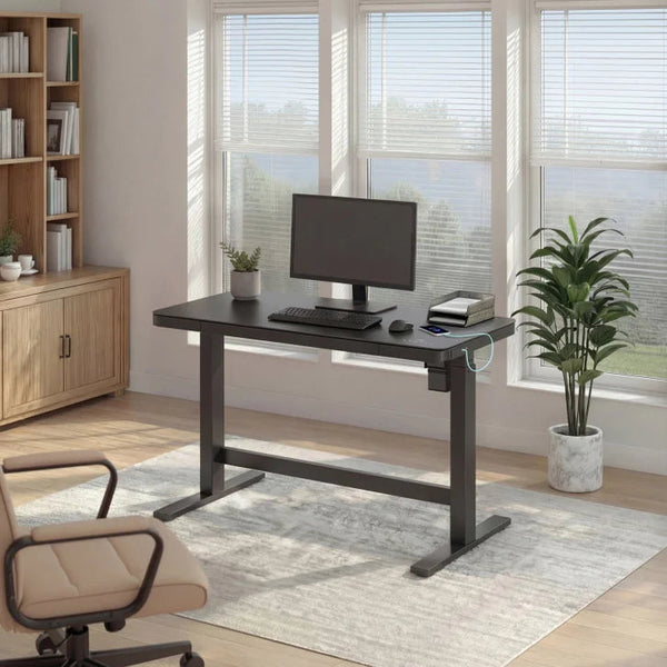 Tresanti Tessa 119.4 cm (47 in.) Adjustable Height Desk with LED Lighting, Black K7813