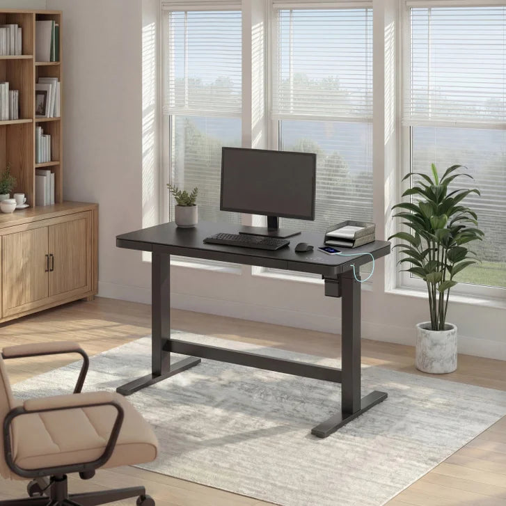 Tresanti Tessa 119.4 cm (47 in.) Adjustable Height Desk with LED Lighting, Black K7813