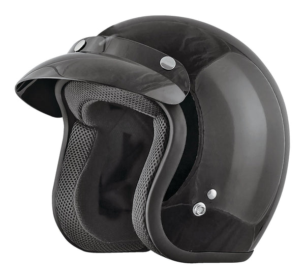 Adult Open-Face Motorcycle Helmet, Black, Assorted Sizes R385