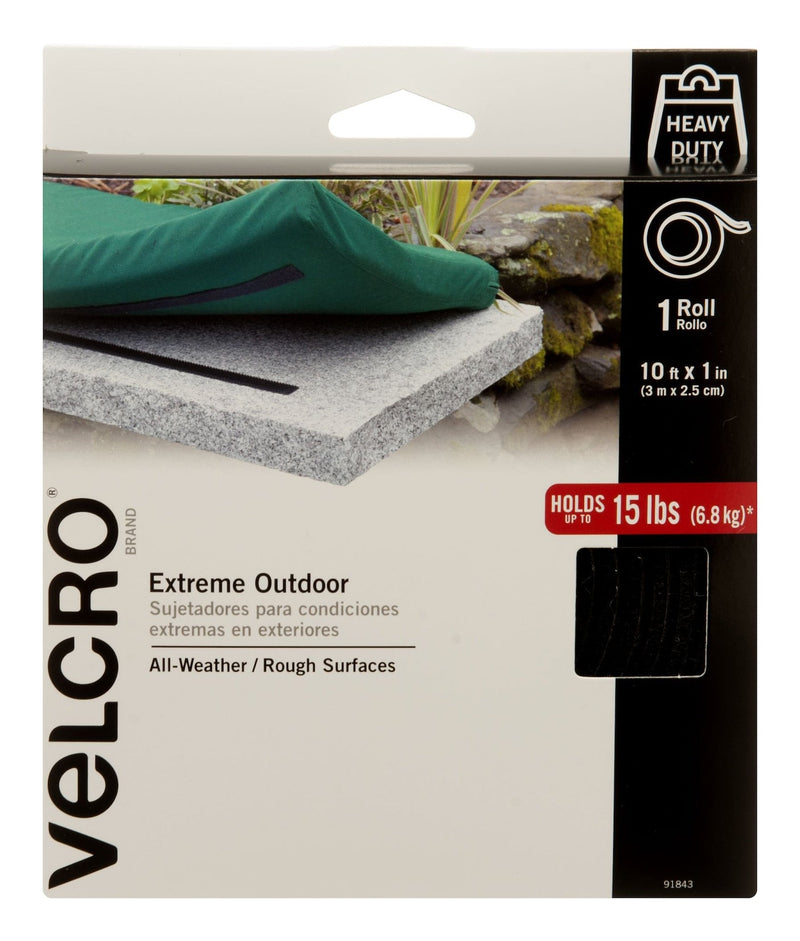 Hook-and-loop Industrial Strength Extreme Heavy Duty Tape, Black, 15-lbs, 10-ft x 1-in, 1-pk O4948