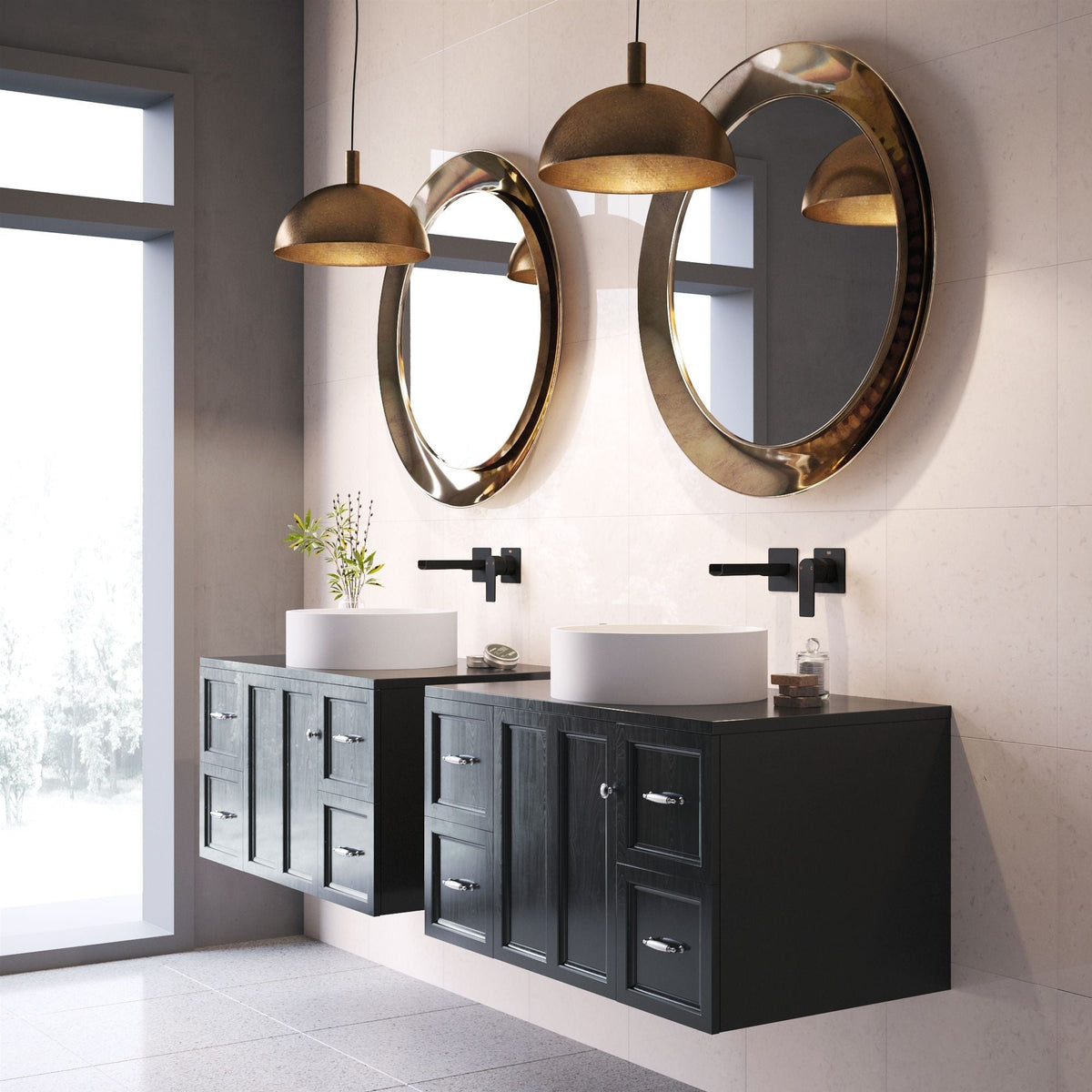 Anvil Matte Stone Round Composite Vessel Bathroom Sink/Basin with Deep Bowl, White