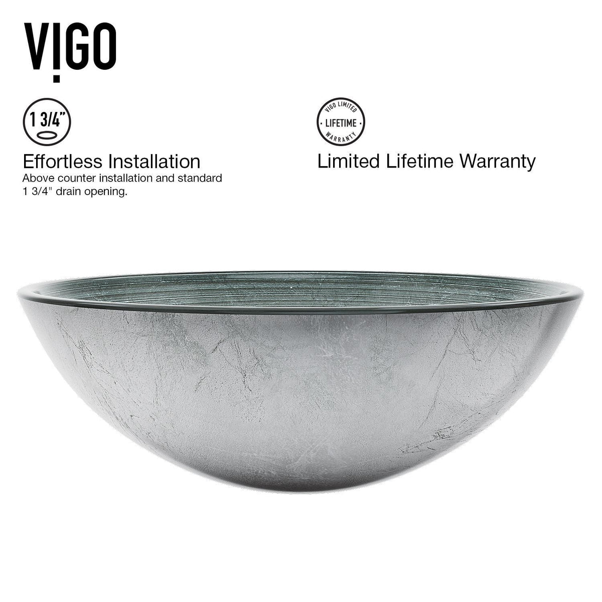 Glass Simply Silver Bathroom Sink/Basin Set with Chrome Duris Faucet and Round Vessel