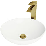 Lotus Round White Composite Bathroom Sink/Basin Set with Duris Faucet and Pop-Up Drain