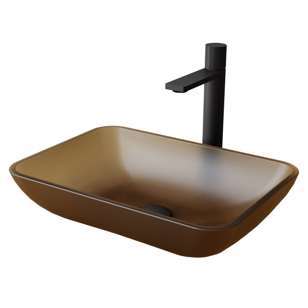 Sottile Amber Bathroom Sink/Basin Set with Gotham Faucet and Glass Vessel W5027