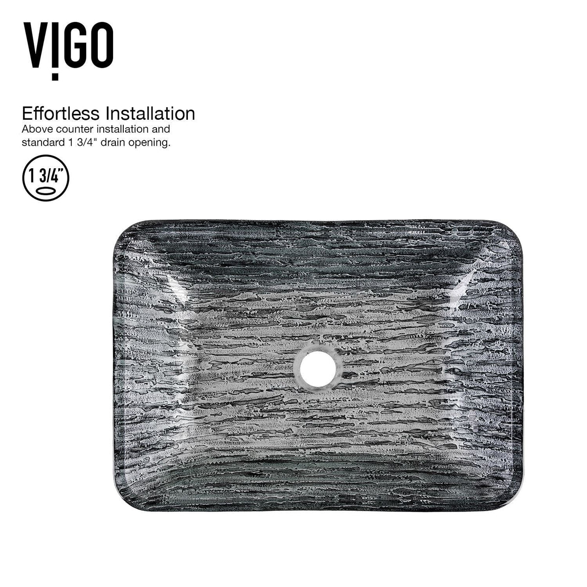 Titanium Glass Slate Grey Bathroom Sink/Basin Set with Lexington Faucet and Rectangular Vessel